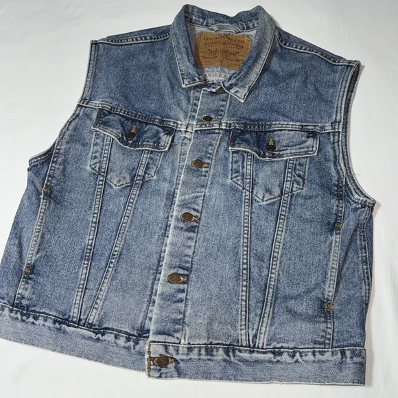Vintage 93' Levi's 70595 4891 Denim Vest Men's XL Trucker Biker USA Made Type 3